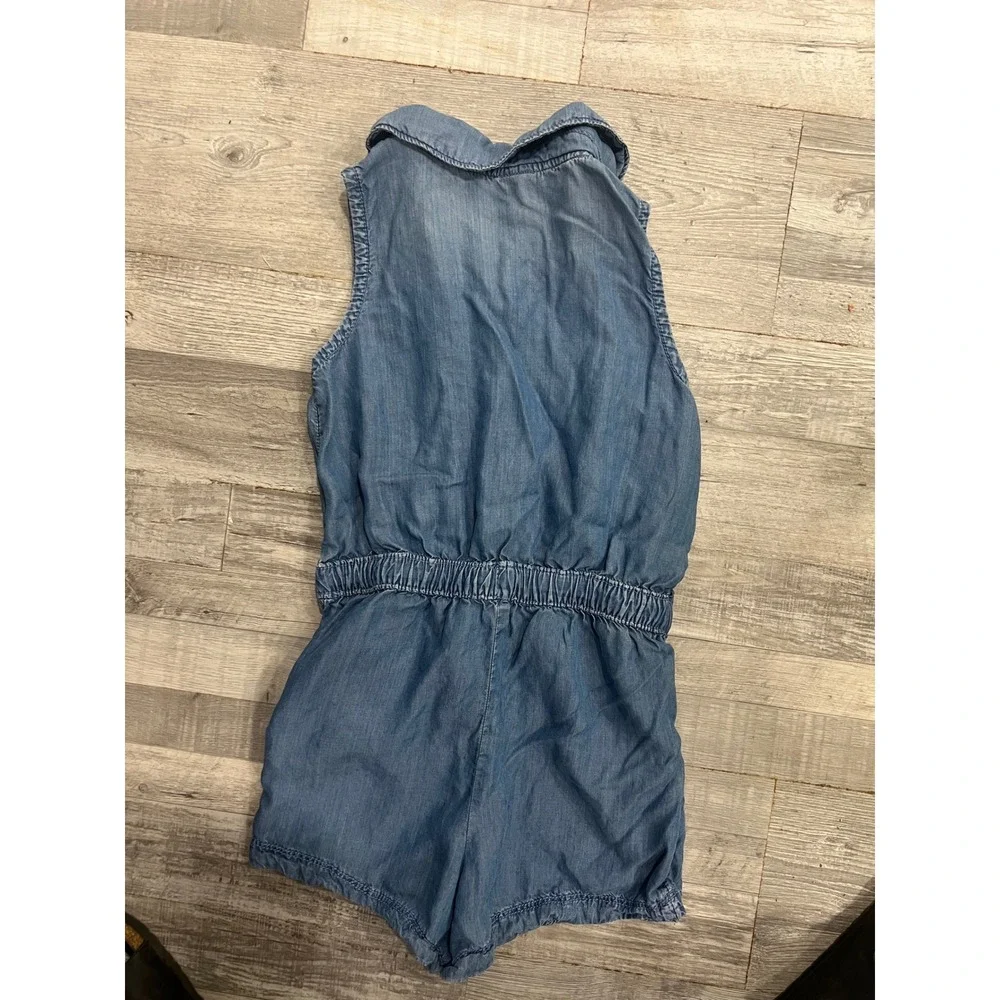 Justice Pac-Man Girls Blue Denim Romper Sleeveless Zip Front Size M 10